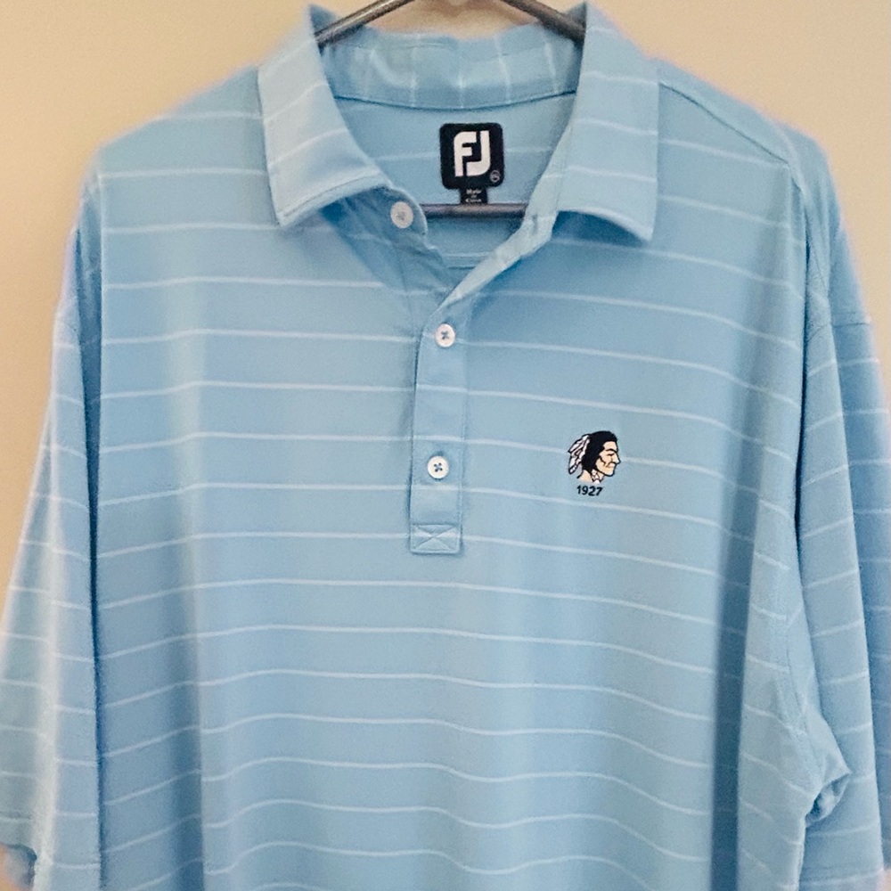 FOOTJOY mens size 2XL blue stripped golf polo